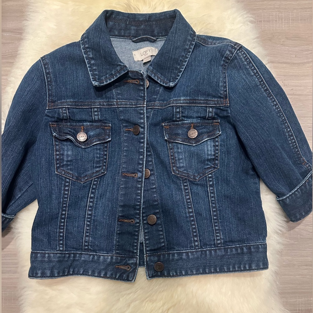 XS.     LOFT Kids Dark Blue Jean Jacket.         BL/RD12